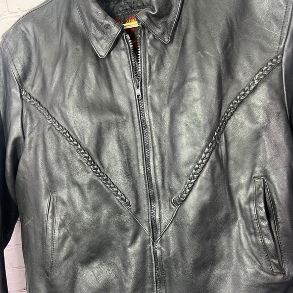 🏍️ |•HOT LEATHERS•| Genuine Leather Black Zip Out Insulate Jacket Size XXXXL - Picture 3 of 15